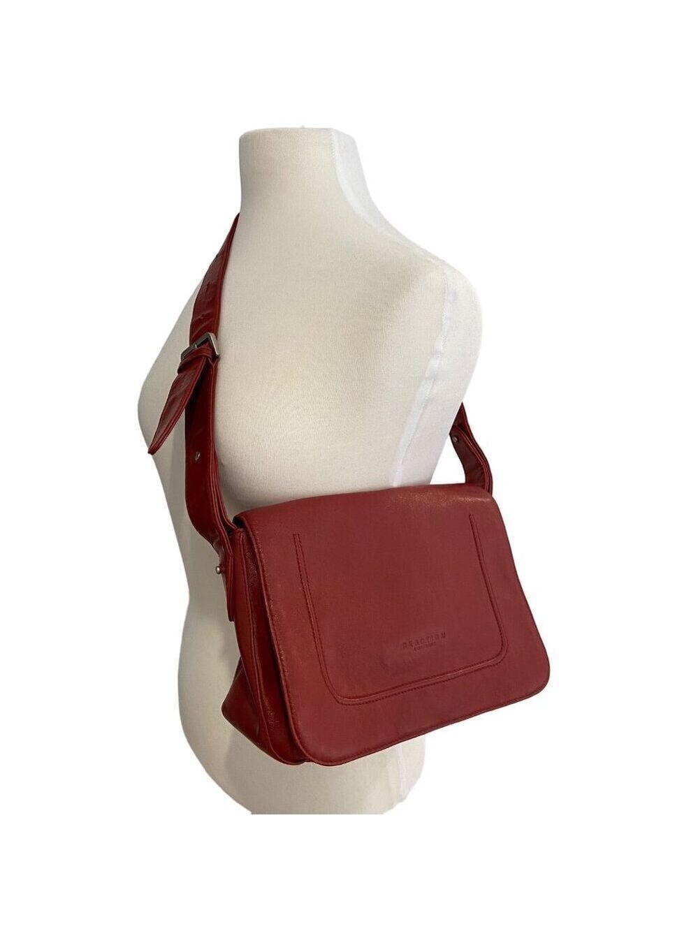 Kenneth Cole Reaction Red vegan Leather Shoulder Bag With Adjustable Strap